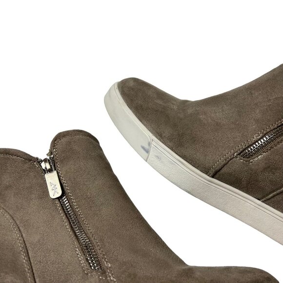 Anne Klein AK Sport Carsen Hidden Wedge Sneakers Size 10 High Top Faux Suede Zip - Picture 9 of 10